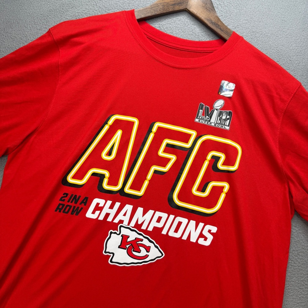 Kansas City Chiefs AFC Champions Nike T-Shirt Mens L Dri-Fit Super Bowl LVIII